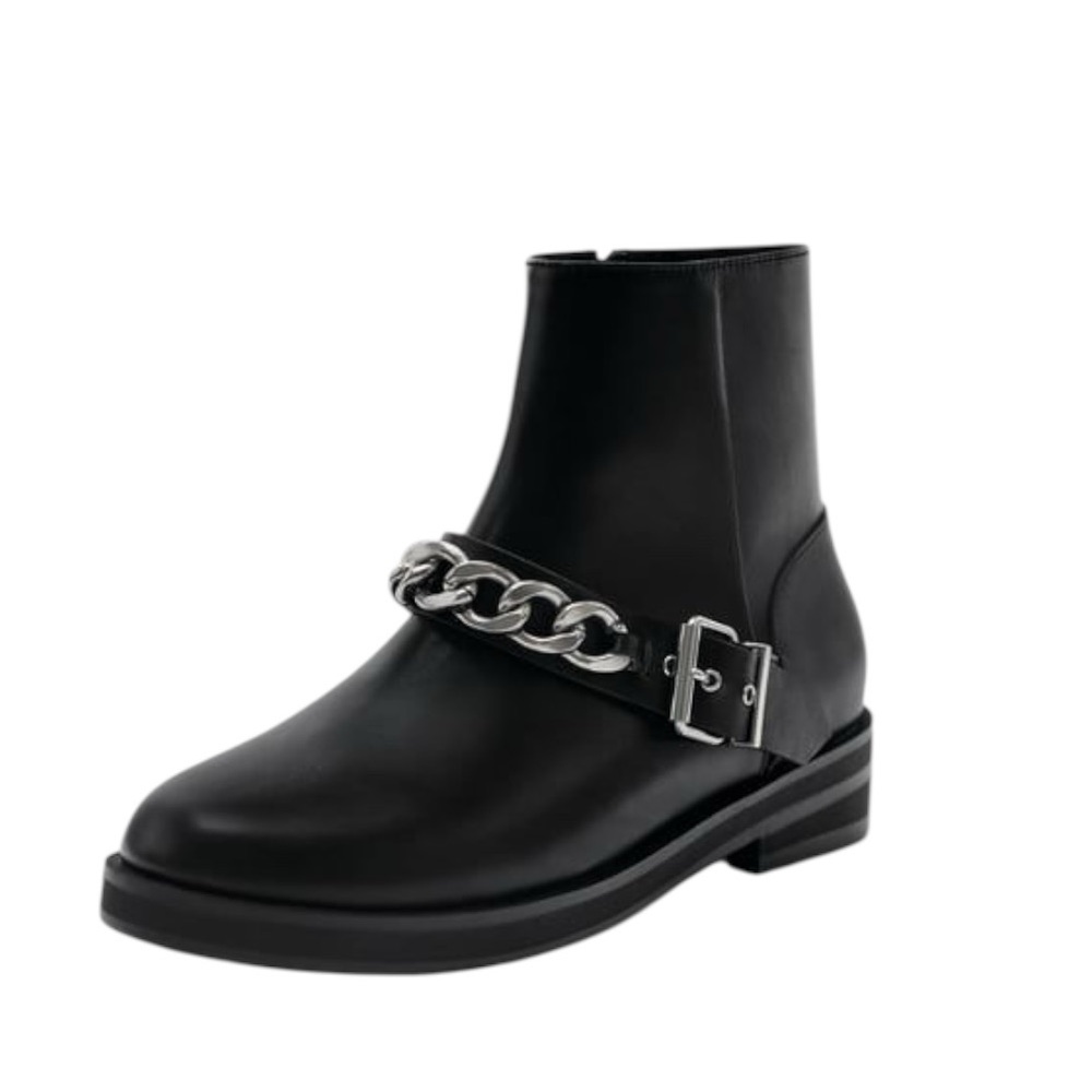 Women's Zara Ankle Boots with Chain and Buckle SZ 37